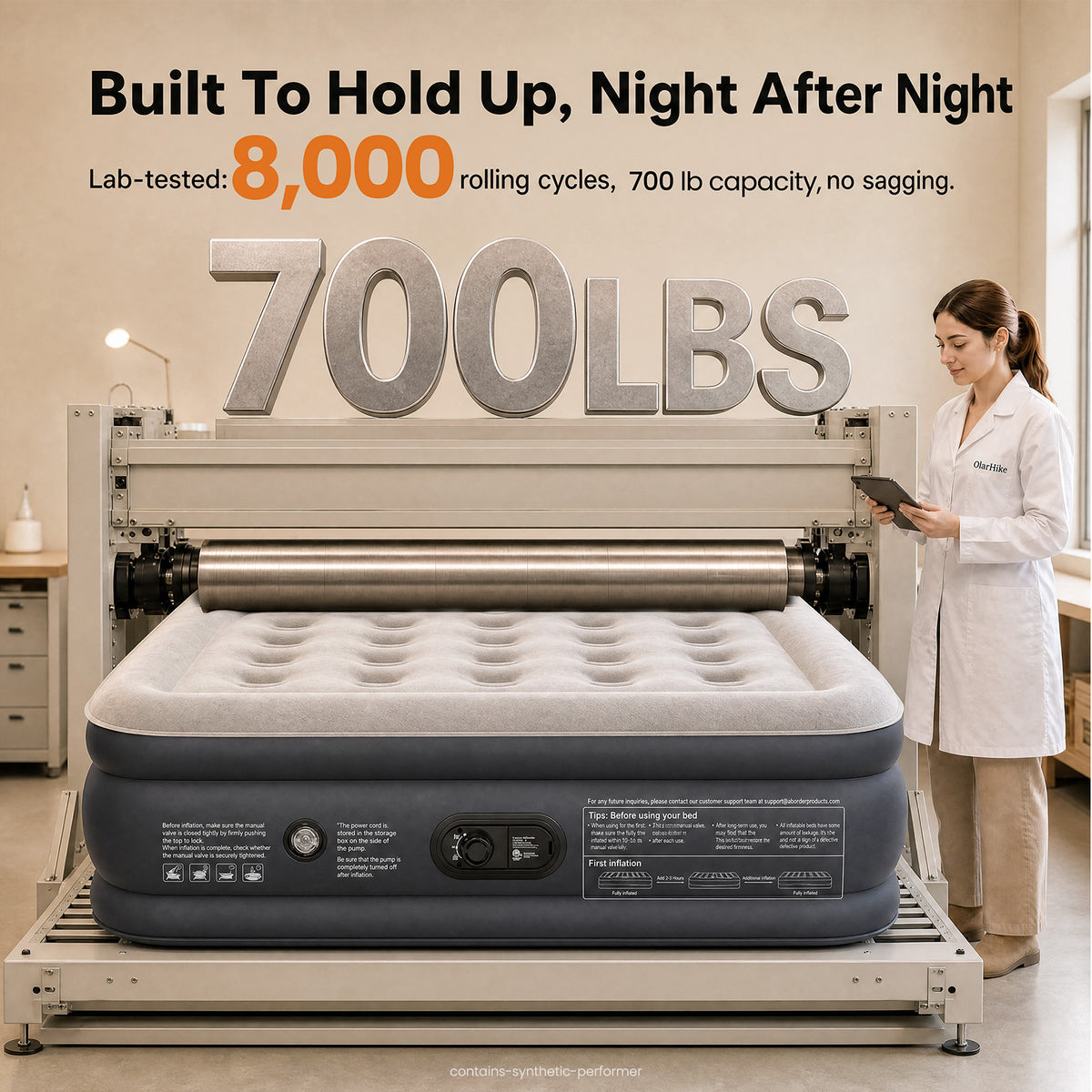 OlarHike Air Mattress Queen Built-in Pump, 20" H Inflatable Mattress,700LBS-zoom-5
