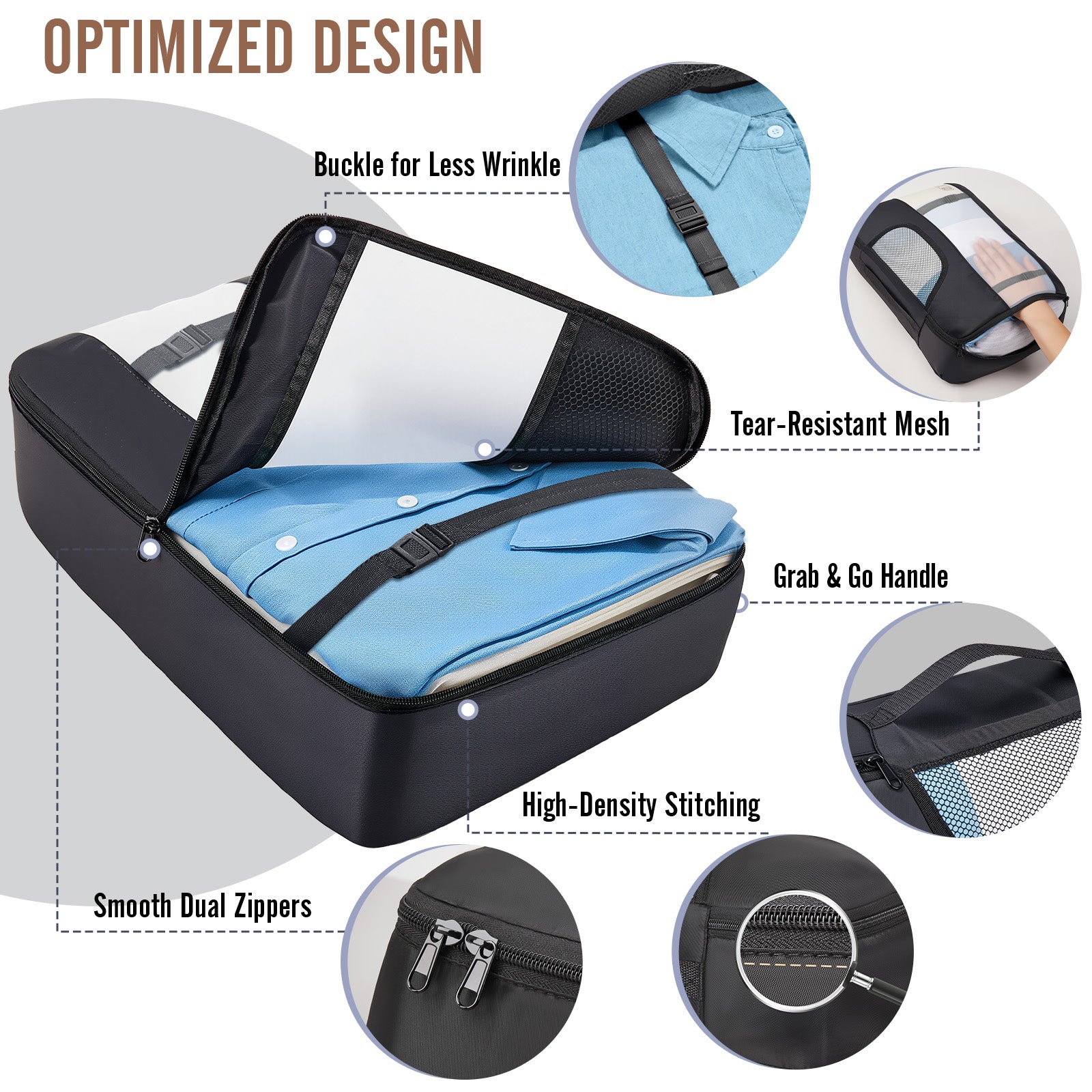 Veken 10 Set/8 Set Packing Cubes for Travel Essentials,Anti-Wrinkle Buckled Suitcase Organizer for Shoe & Toiletry Bag,Carry On Luggage Bag for Airplane & College Dorm Room Accessories,Women Men Gifts-zoom-21