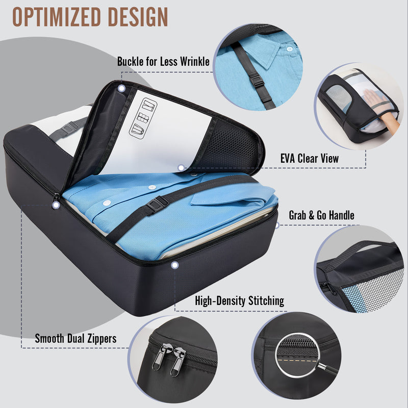 Veken 10 Set/8 Set Packing Cubes for Travel Essentials,Anti-Wrinkle Buckled Suitcase Organizer for Shoe & Toiletry Bag,Carry On Luggage Bag for Airplane & College Dorm Room Accessories,Women Men Gifts-zoom-