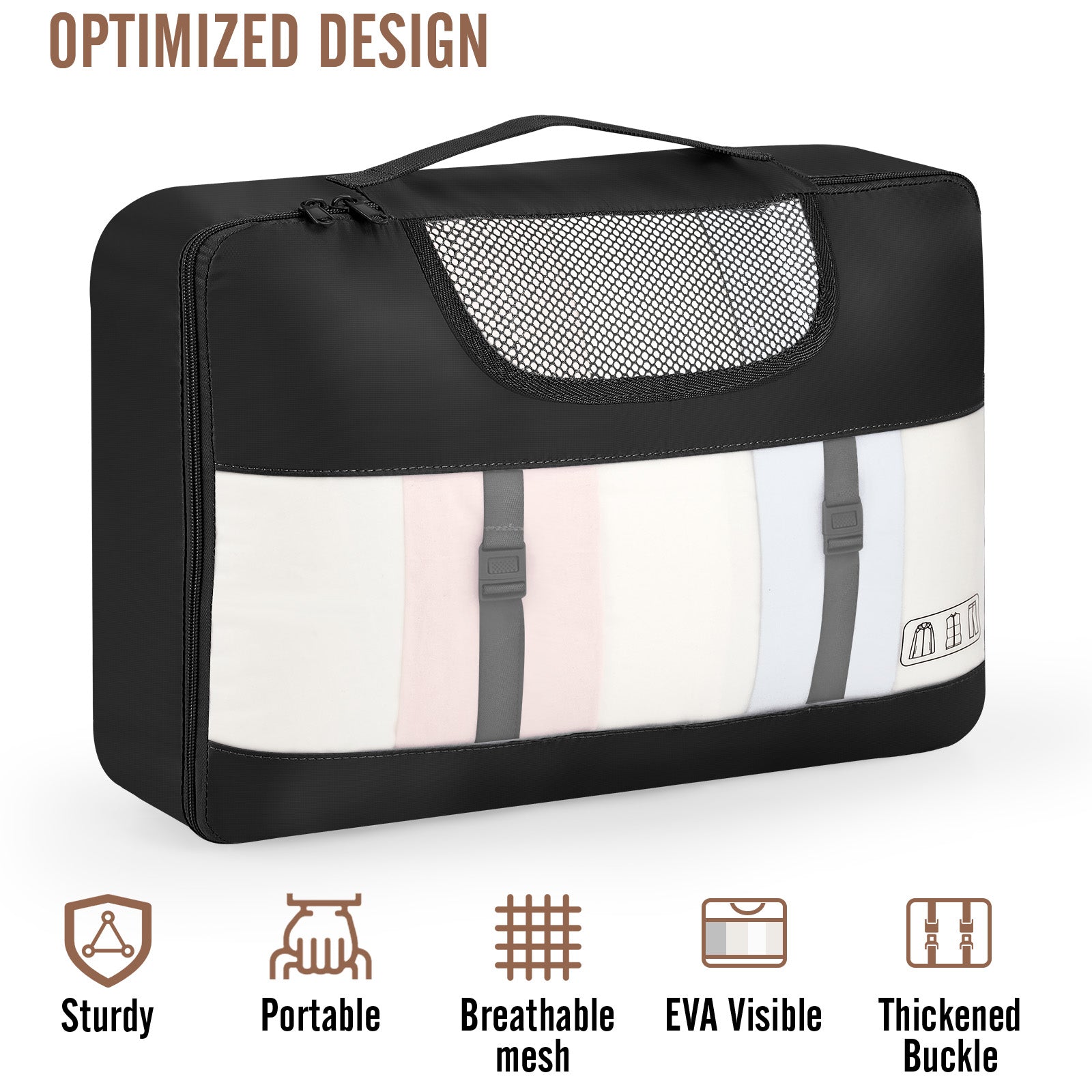 Veken 10 Set/8 Set Packing Cubes for Travel Essentials,Anti-Wrinkle Buckled Suitcase Organizer for Shoe & Toiletry Bag,Carry On Luggage Bag for Airplane & College Dorm Room Accessories,Women Men Gifts-64