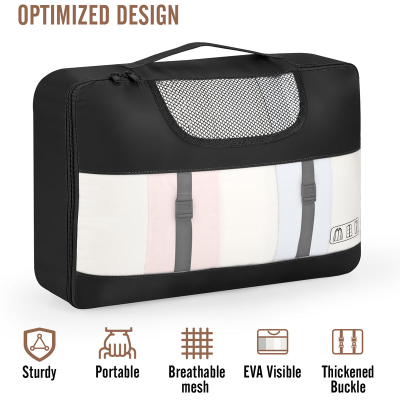 Veken 10 Set/8 Set Packing Cubes for Travel Essentials,Anti-Wrinkle Buckled Suitcase Organizer for Shoe & Toiletry Bag,Carry On Luggage Bag for Airplane & College Dorm Room Accessories,Women Men Gifts-zoom-