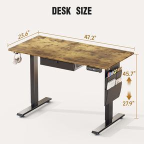 Veken | Standing Desk with Side Storage Pocket | 47.2 Inch | Brown