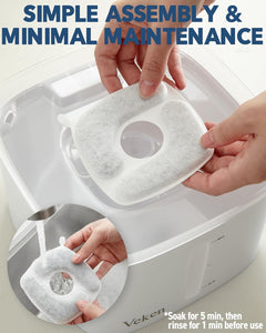 Veken | Cat Water Fountain Filters | 8 Pack Replacement Filters+8 Pack Replacement Pre-Filter Sponges Set - aborderproducts