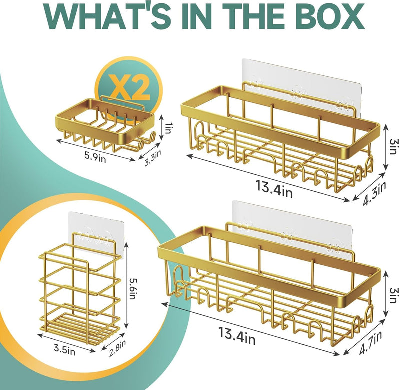 Veken | Shower Caddy |  5-Pack | Gold-zoom-