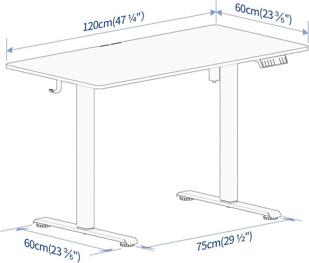 Veken | A2 Electric Standing Desk | 47.2 Inch | White - aborderproducts