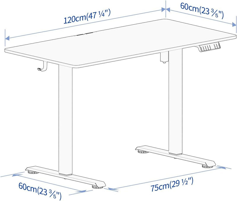 Veken | A2 Electric Standing Desk | 47.2 Inch | White-zoom-