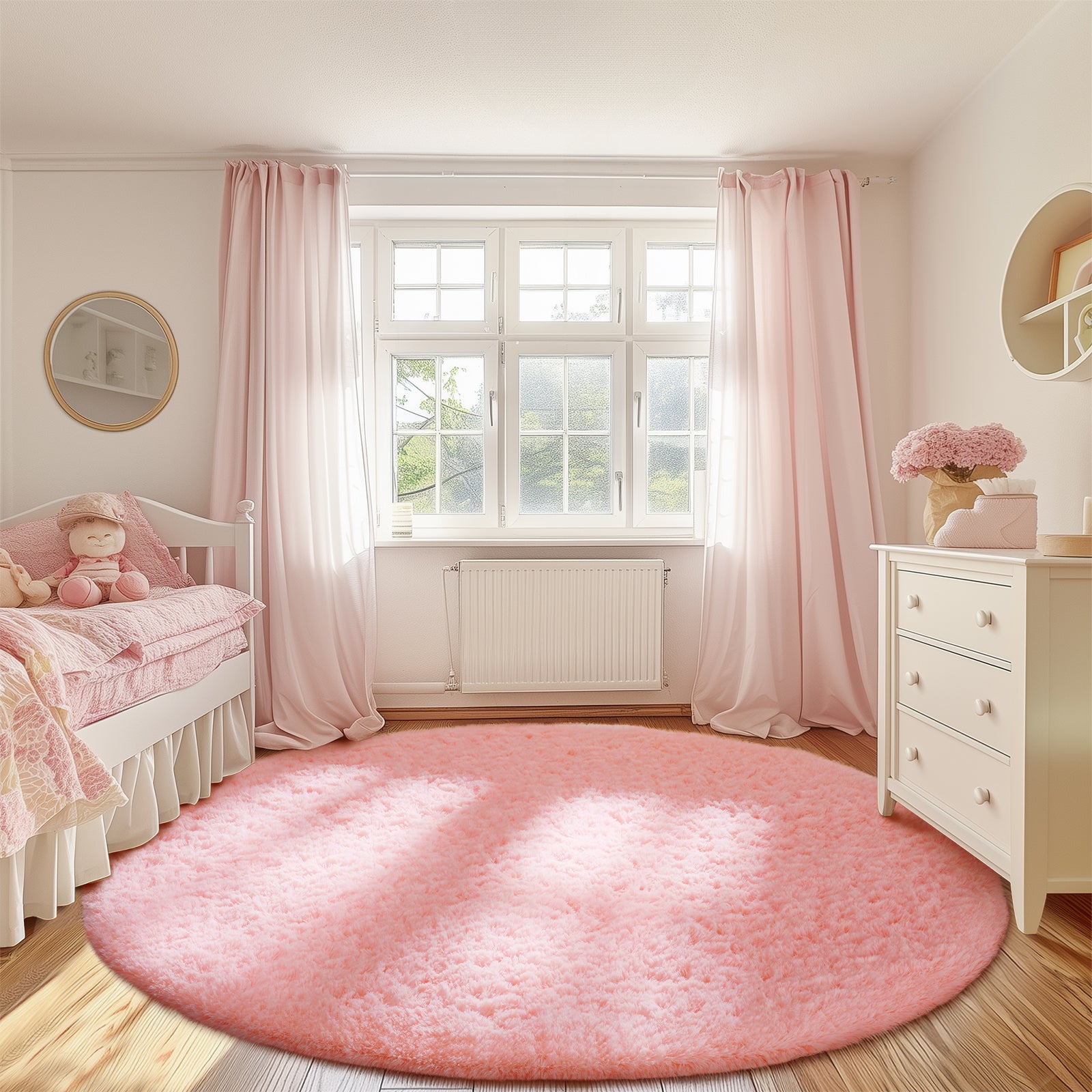 Ophanie | Round Rug | 8 Ft |  Pink - aborderproducts