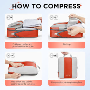 OlarHike | Compression Packing Cubes | 10 Sets | Orange