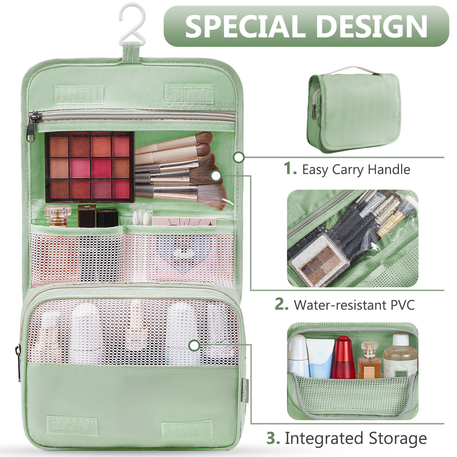 8 Set Packing Cubes for Travel, Anti-Tearing Suitcase Organizer for Luggage with Shoe & Hanging Toiletry Bag,Gifts for Women Mom,OlarHike Vacation Essentials & Accessories for Cruise Ship,Matcha Green - aborderproducts