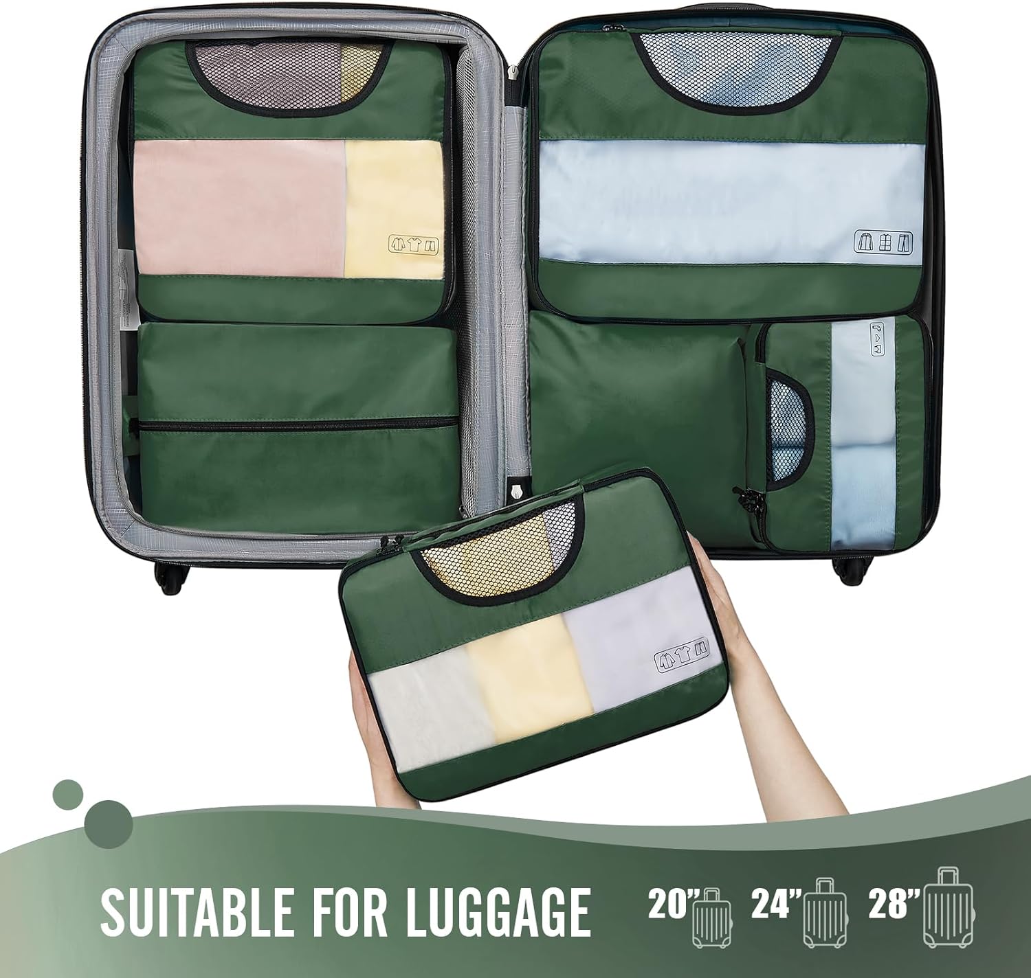 Veken | Packing Cubes | 6 Set | Olive Green