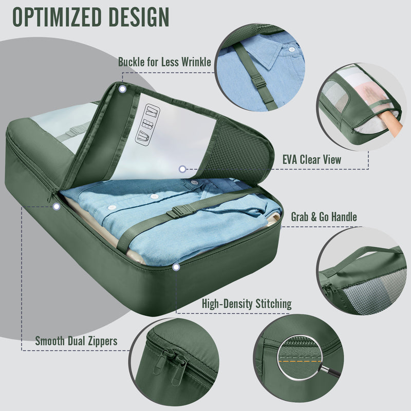 Veken 8 Set Packing Cubes for Travel Essentials, Suitcase Organizer Bags in 4 Sizes, Carry-On Luggage Accessories with Large Laundry & Hanging Toiletry Bag, Must-Have for Airplane, Road Trip & Camping-zoom-