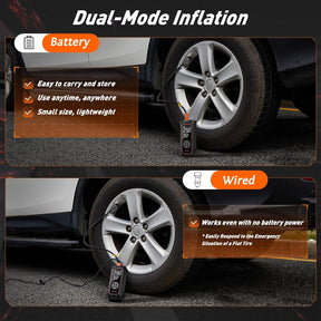OlarHike Cordless Tire Inflator Portable Air Compressor, 150PSI Dual Power, 6000mAh & 12V DC Air Pump for Car Tires, Bike, Motorcycle, Bicycle, Electric Pump with LED Light & Digital Pressure Gauge - aborderproducts