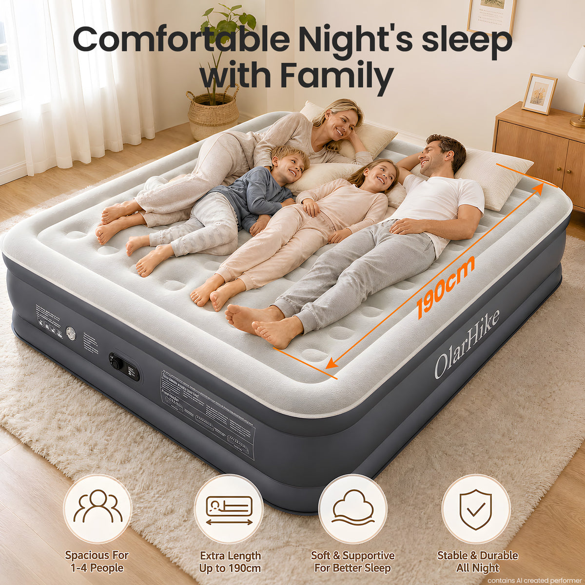 OlarHike 20" H Cal King Air Mattress with Built in Pump,Family Size, 850lb-zoom-5