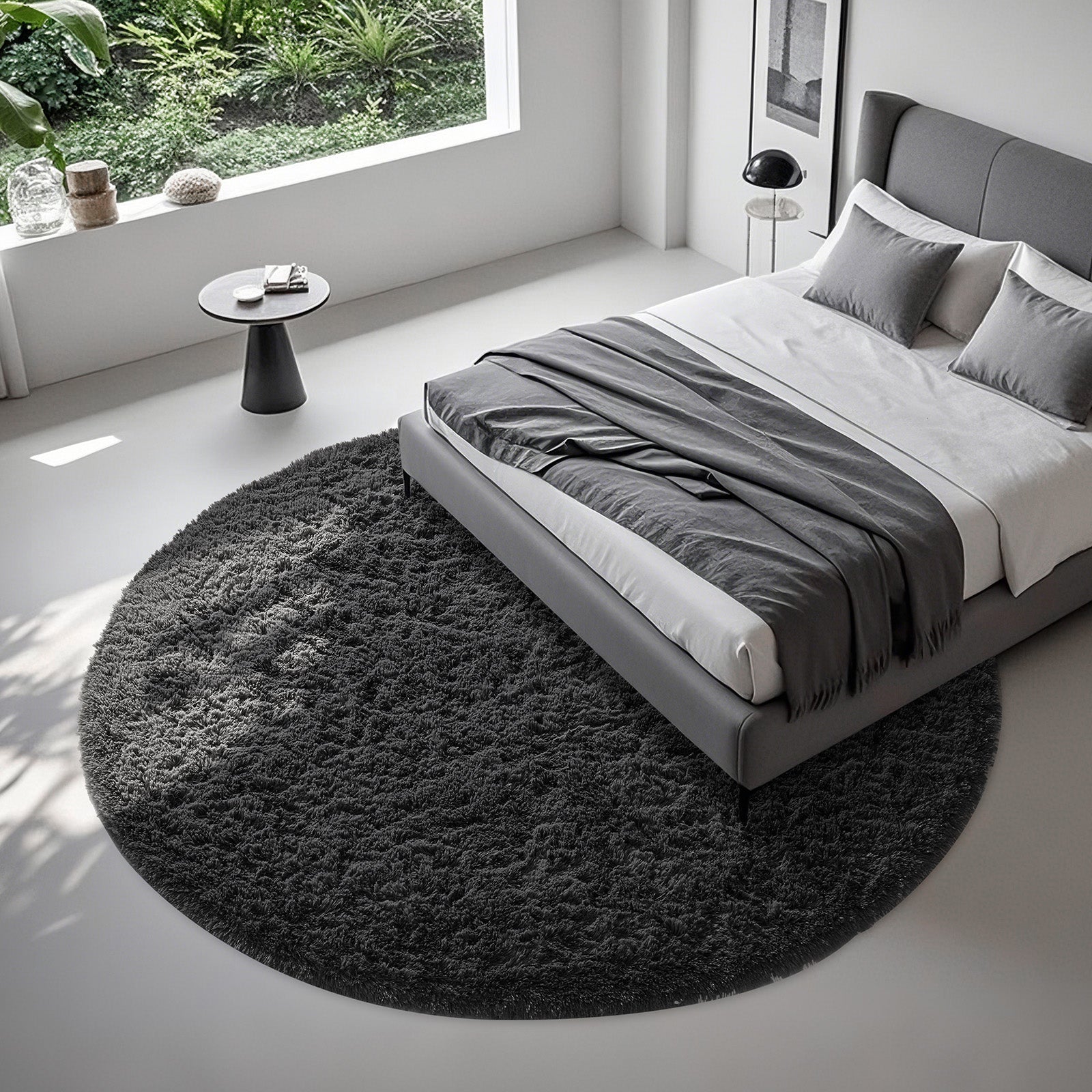 Ophanie | Round Rug | 8 Ft | Black - aborderproducts