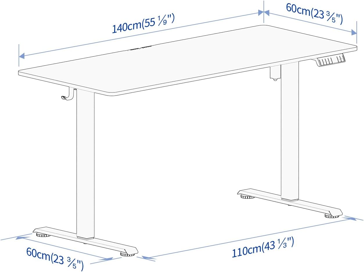Veken | A2 Electric Standing Desk |  55 Inch | Brown - aborderproducts