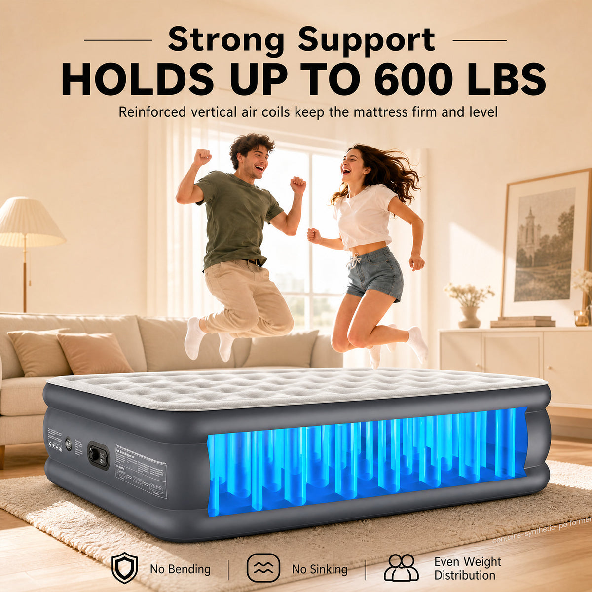 OlarHike Full Air Mattress Built-in Pump，20" Air Bed for Home,600LBS-zoom-4