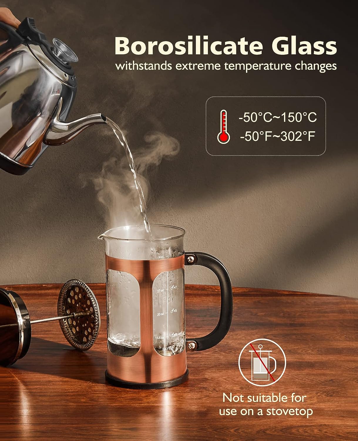 BAYKA French Press | 34oz | Copper - aborderproducts