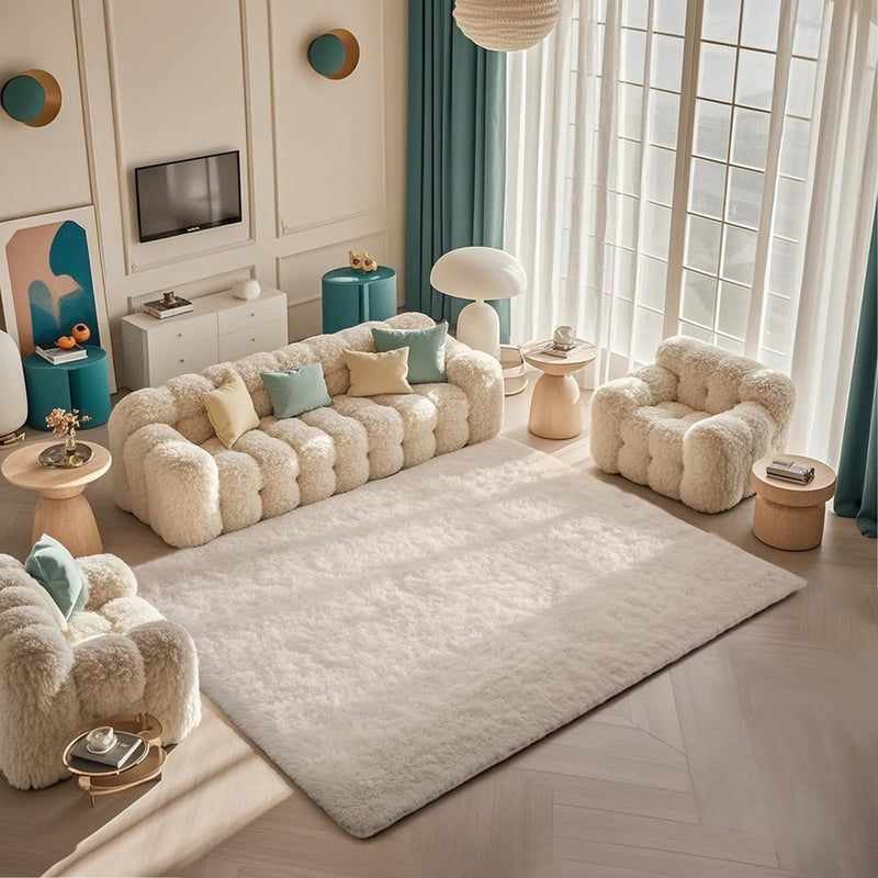 Ophanie 5x7 Area Rug Non Slip Plush Shag Bedroom Living Room Carpet Ivory Soft Fluffy Floor Rug-zoom-