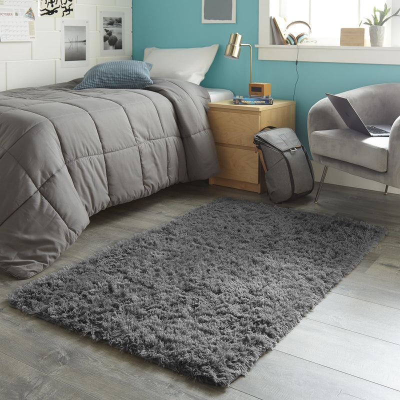 Ophanie 3x5 Area Rug Non Slip Plush Dorm Bedroom Rug Grey Soft Fluffy Floor Carpet-zoom-