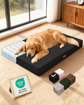 OhGeni Orthopedic Waterproof Bed for Dogs & Cats - Machine Washable Pet Bed with 25D Egg Crate Foam, Non-Slip Bottom & Removable Cover, Black, 41 inch - aborderproducts