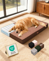 OhGeni Orthopedic Waterproof Bed for Dogs & Cats - Machine Washable Pet Bed with 25D Egg Crate Foam, Non-Slip Bottom & Removable Cover, Brown, 41 inch - aborderproducts