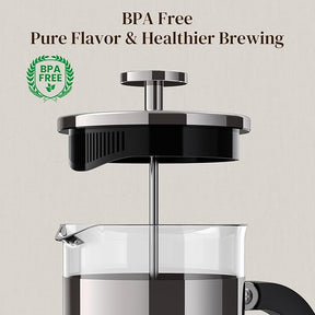 Veken French Press Coffee Maker 21oz 0.6 L, Heat Resistant Thickened Borosilicate Glass,Stainless Steel Brewer,Single Serve Small Pot, Cold Brew Cafetera Teapot for Kitchen Travel Camping, Dark Pewter - aborderproducts