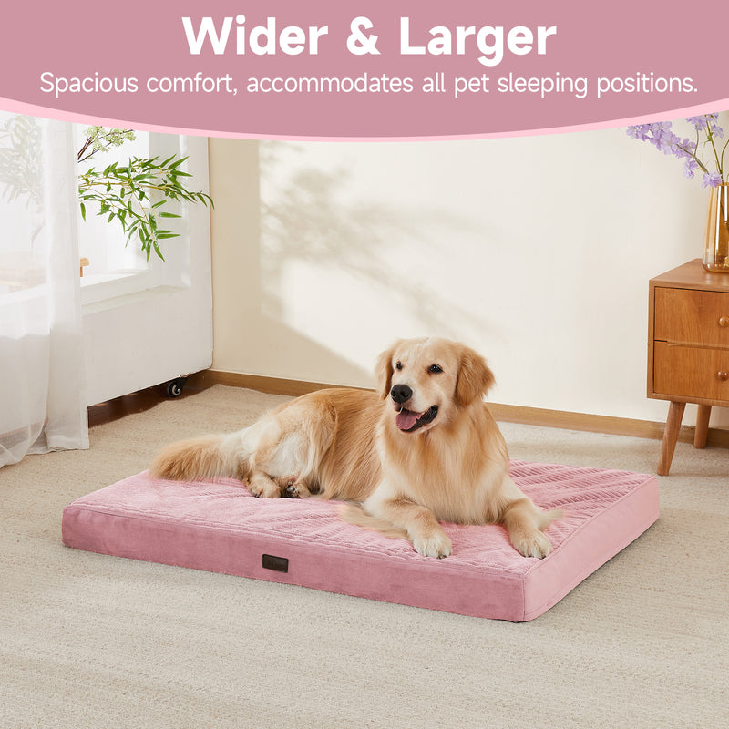 OhGeni | Orthopedic Waterproof & Machine Washable Dog Bed | 44 Inches | Pink-zoom-