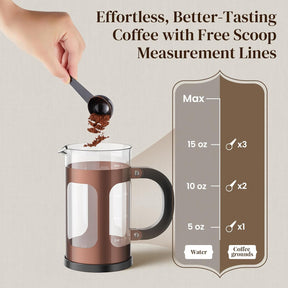 Veken French Press Coffee Maker 21oz 0.6 L, Heat Resistant Thickened Borosilicate Glass,Stainless Steel Brewer,Single Serve Small Pot, Cold Brew Cafetera Teapot for Kitchen Travel Camping, Copper - aborderproducts