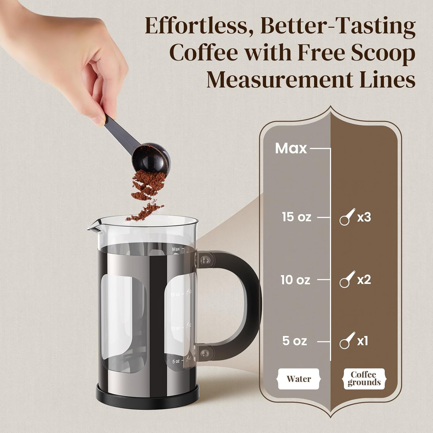 Veken French Press Coffee Maker 21oz 0.6 L, Heat Resistant Thickened Borosilicate Glass,Stainless Steel Brewer,Single Serve Small Pot, Cold Brew Cafetera Teapot for Kitchen Travel Camping, Dark Pewter - aborderproducts