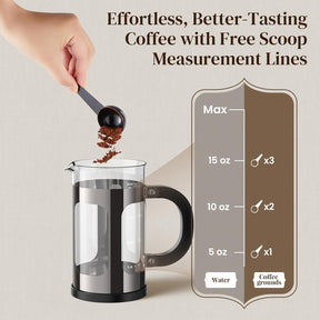 Veken French Press Coffee Maker 21oz 0.6 L, Heat Resistant Thickened Borosilicate Glass,Stainless Steel Brewer,Single Serve Small Pot, Cold Brew Cafetera Teapot for Kitchen Travel Camping, Dark Pewter - aborderproducts