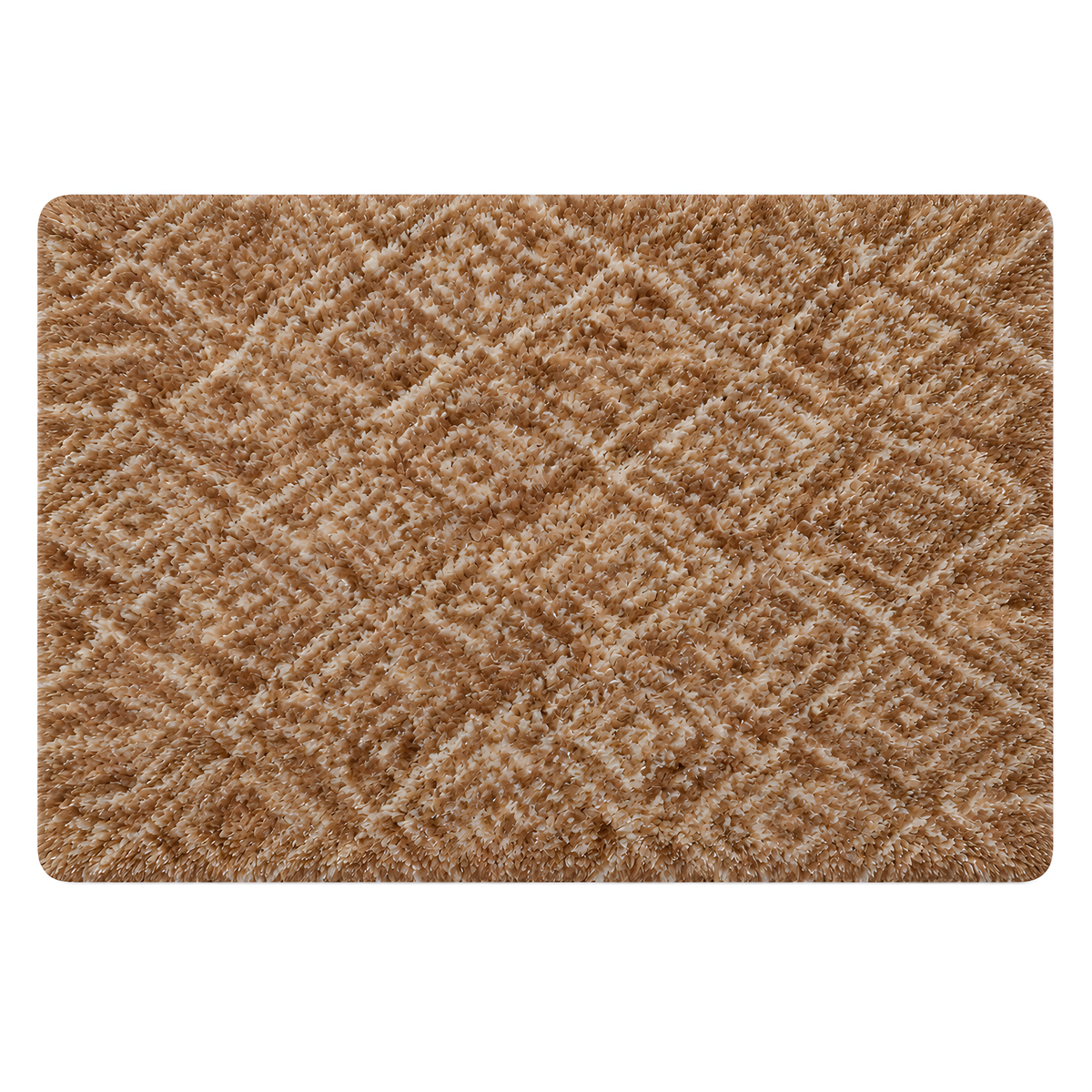 Ophanie 9x12 Brown and White Diamond Striped Rugs for Living Room,Large Fluffy Shag Fuzzy Plush Soft Carpets,Shaggy Rug for Bedroom,Carpet for Kids Boys Girls Dorm Decor with Over 99 pcs Pile fibers
