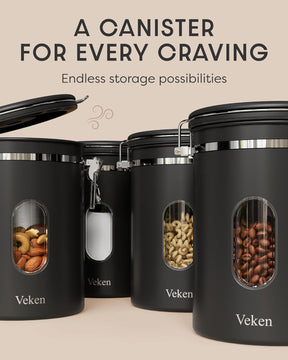 Coffee Canister|38OZ|Black|Veken - aborderproducts