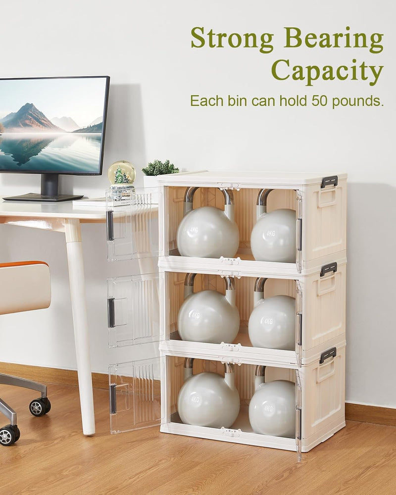 OlarHike | Storage Bins | 48QT | 3 Pack | Warm Gray-zoom-