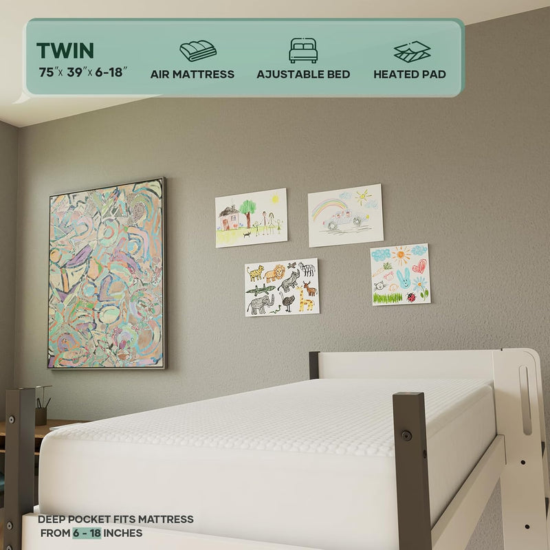 OhGeni | Waterproof Mattress Protector | Twin Size | White-zoom-