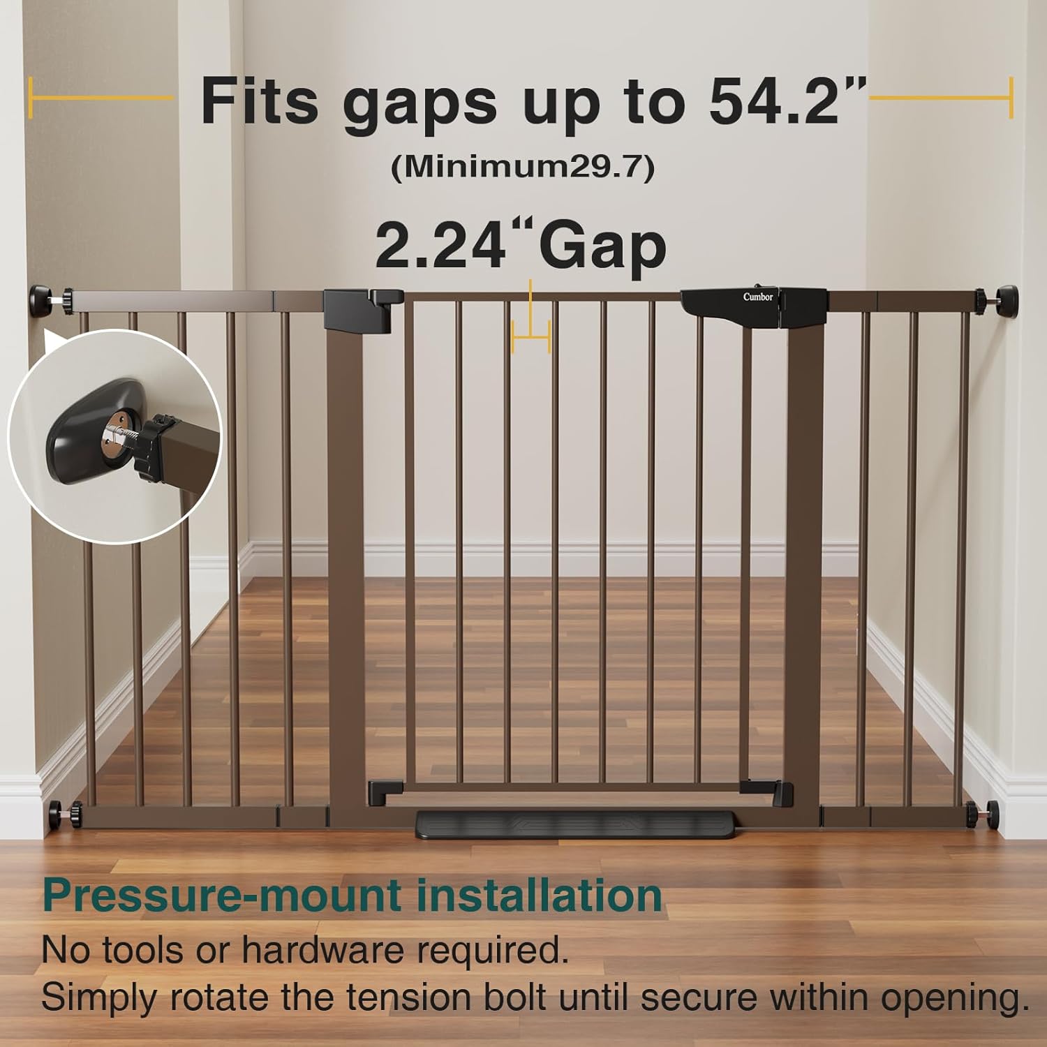 CUMBOR | SAFETY GATE | 29.7-54.2 x 30.5" | Brown - aborderproducts