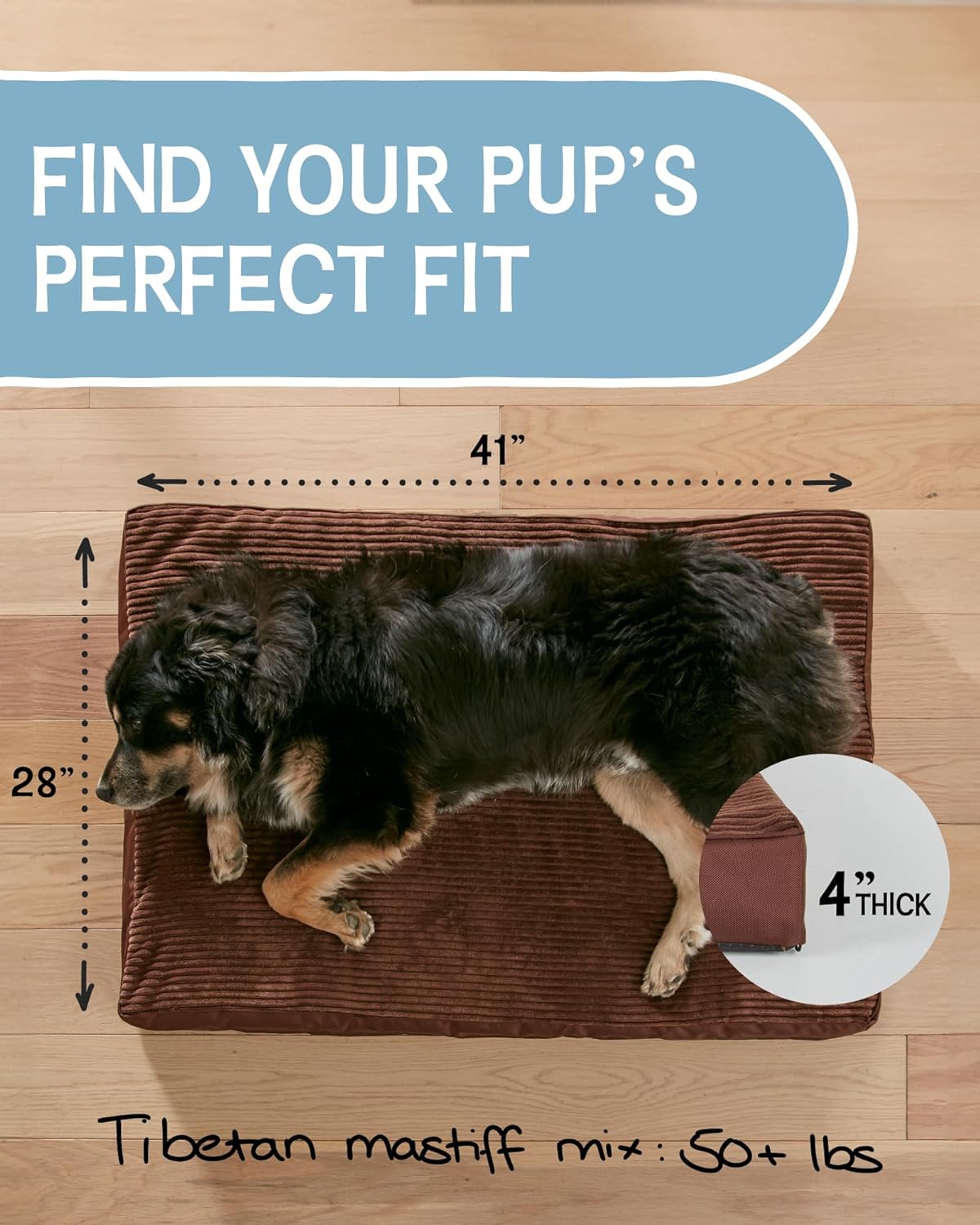 Orthopedic Dog Bed| X-Large (41 x 28 x 4 Inch)|Brown|OhGeni - aborderproducts