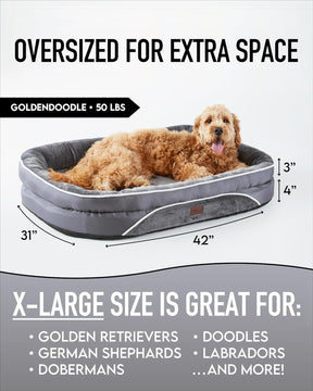 Orthopedic Dog Bed| X-Large (42 x 31 x 7 Inch))|Gray|OhGeni - aborderproducts