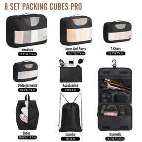 Veken | Packing Cubes | 8 Set | Black - aborderproducts