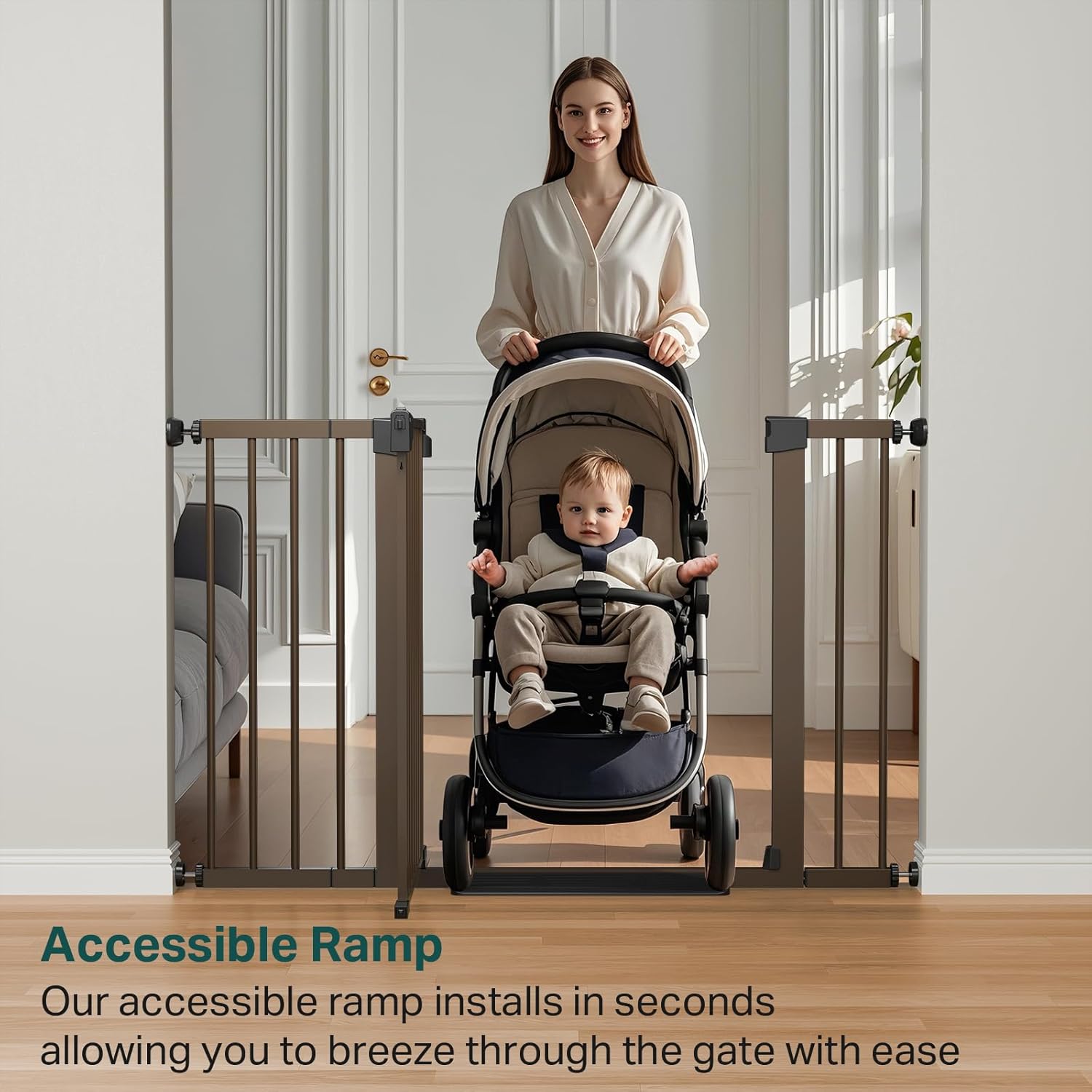 Cumbor | Safety Gate | 29.7-48"W x 30.5"H | Brown - aborderproducts