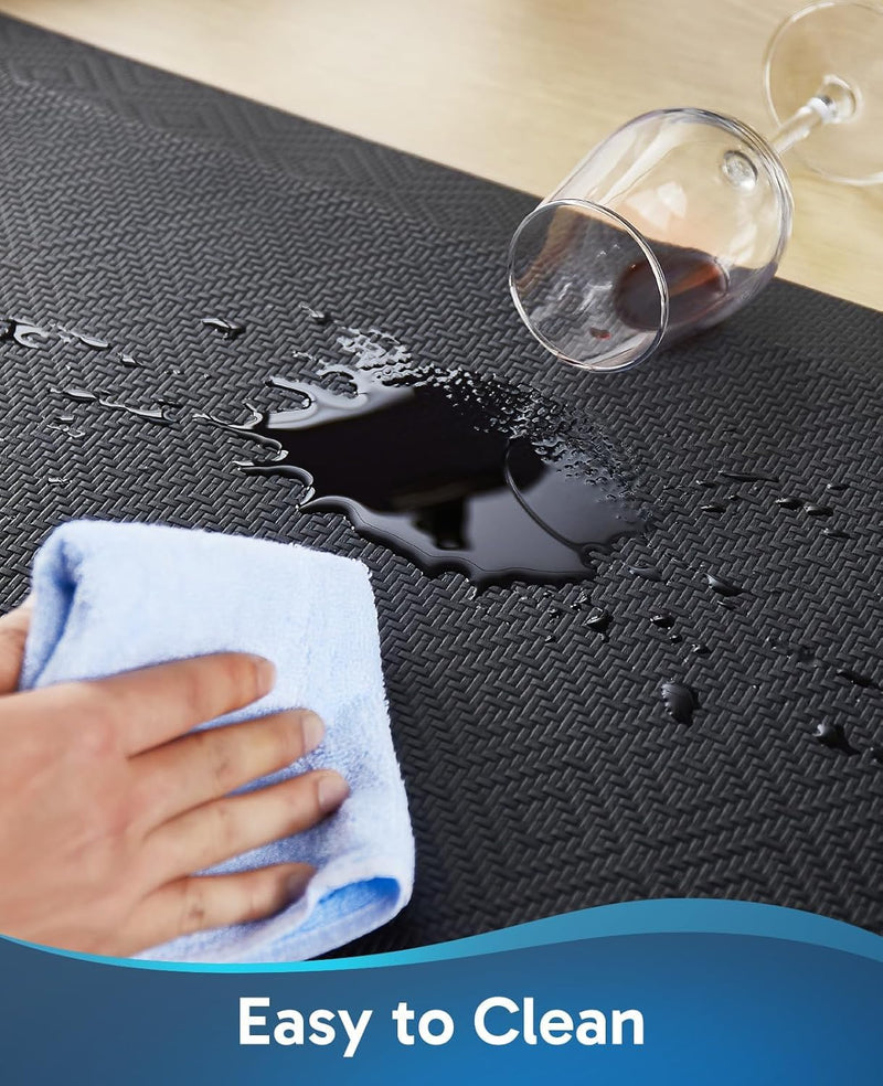 Ophanie | Anti Fatigue Cushioned Mat | 2 Pack | 20"x 32" + 20"x 48"| Black-zoom-