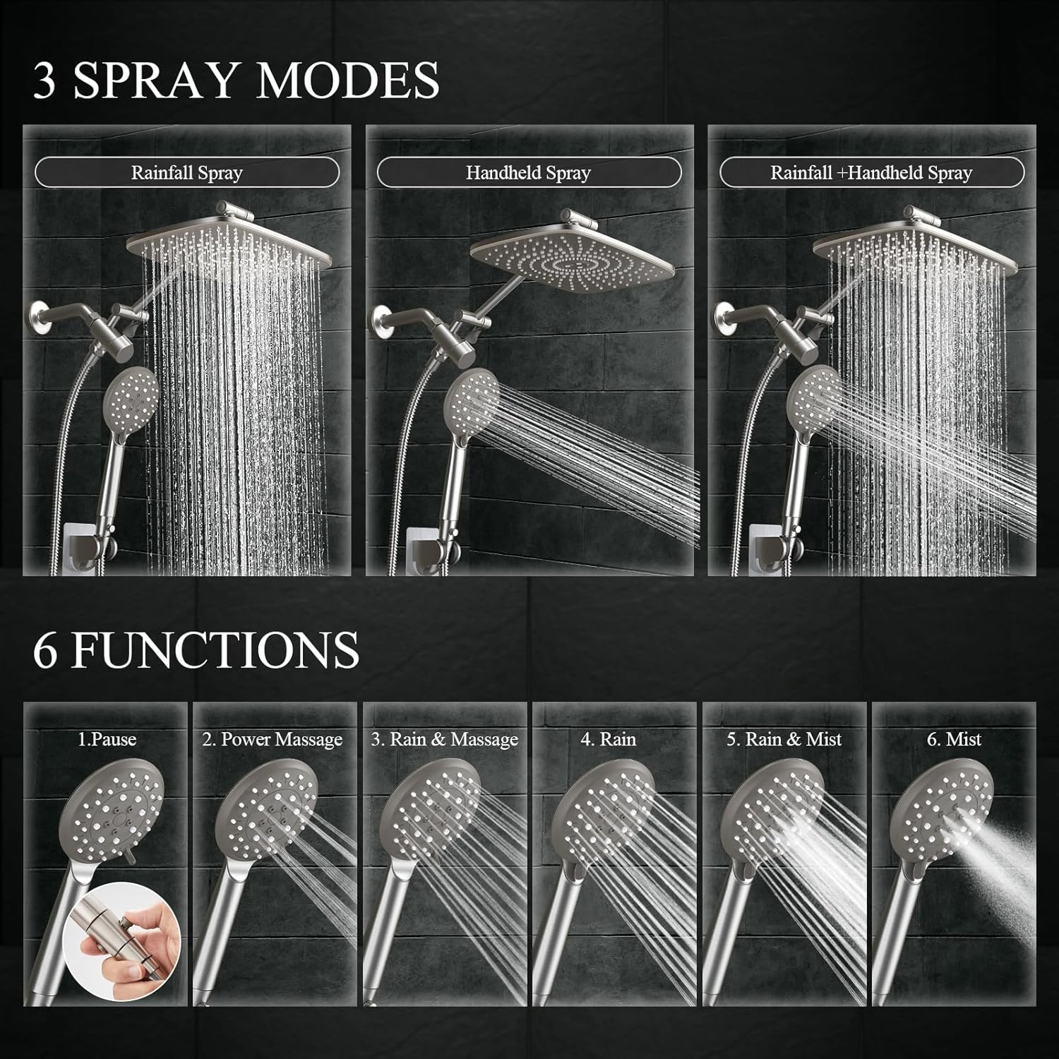 Veken | Shower Head Combo | 12"  | Brushed Nickel