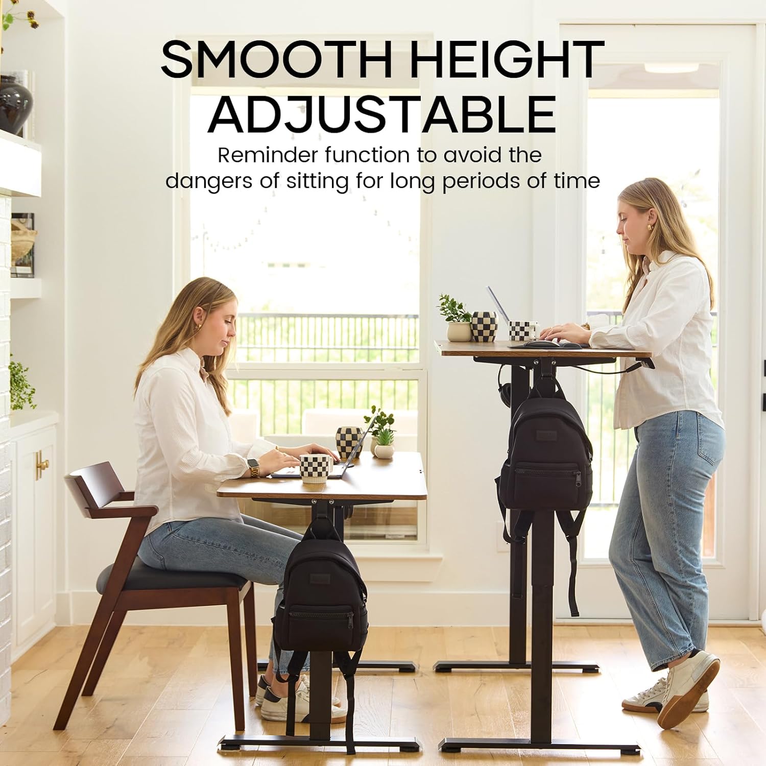 Veken | Electric Standing Desk | 63 Inch | Brown - aborderproducts