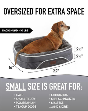 Orthopedic Dog Bed| Small (22 x 16 x 5 Inch)|Gray|OhGeni - aborderproducts
