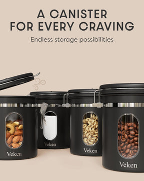 Coffee Canister|16OZ|Black|Veken - aborderproducts