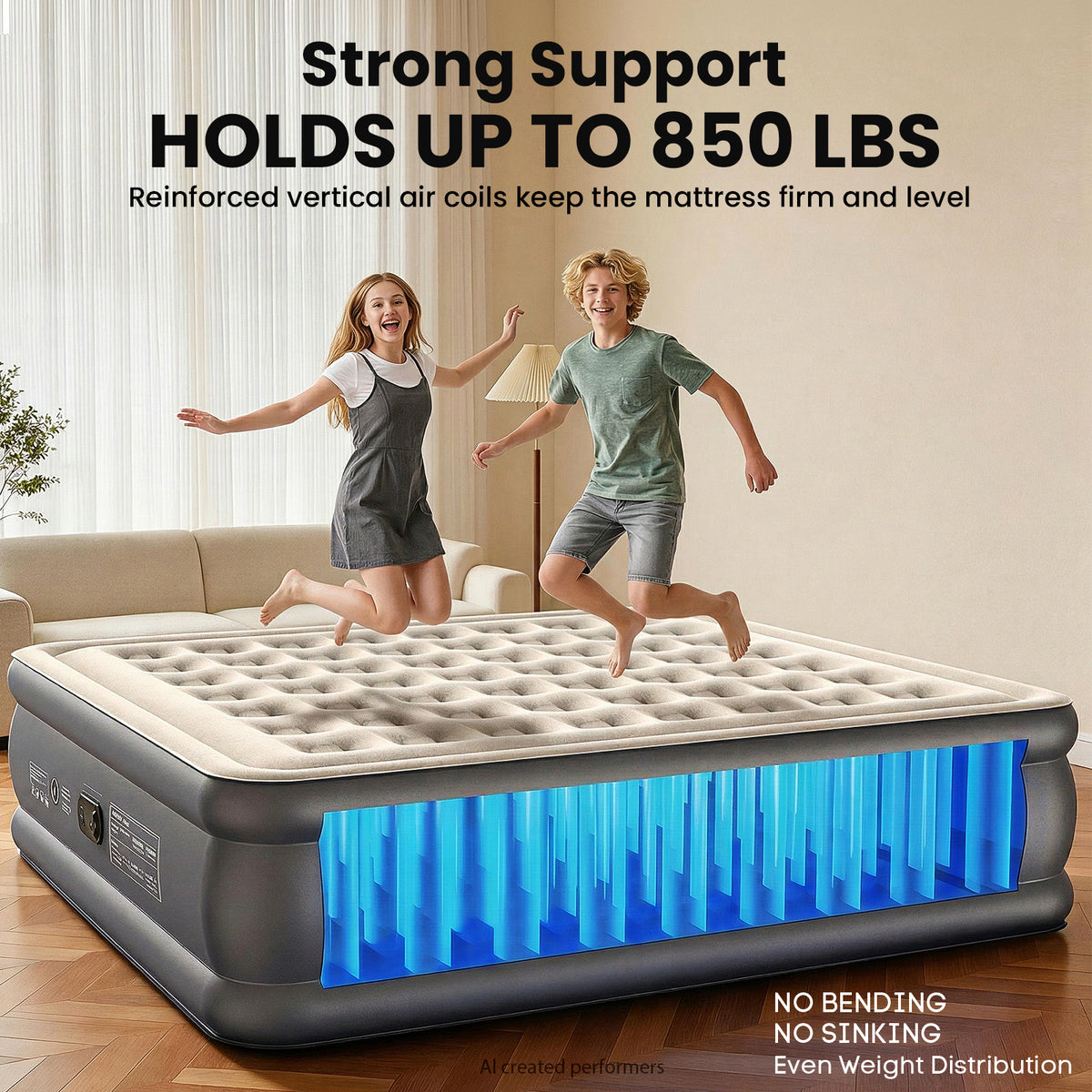 OlarHike King Size Air Mattress with Built in Pump, 18" Blow Up Bed, 850lb-zoom-4