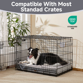 OhGeni Orthopedic Waterproof & Machine Washable Dog Bed for Medium Large Pets, Suitable for Crates, Cat Mat with 25D Egg Crate Foam, Non-Slip Bottom & Removable Cover, 35 Inches(Gray)