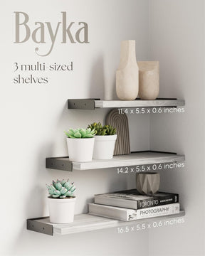 BAYKA | Floating Shelves | White | Set of 3