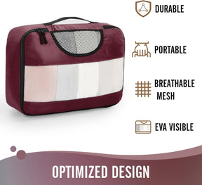 Veken | Packing Cubes | 6 Set | Wine Red