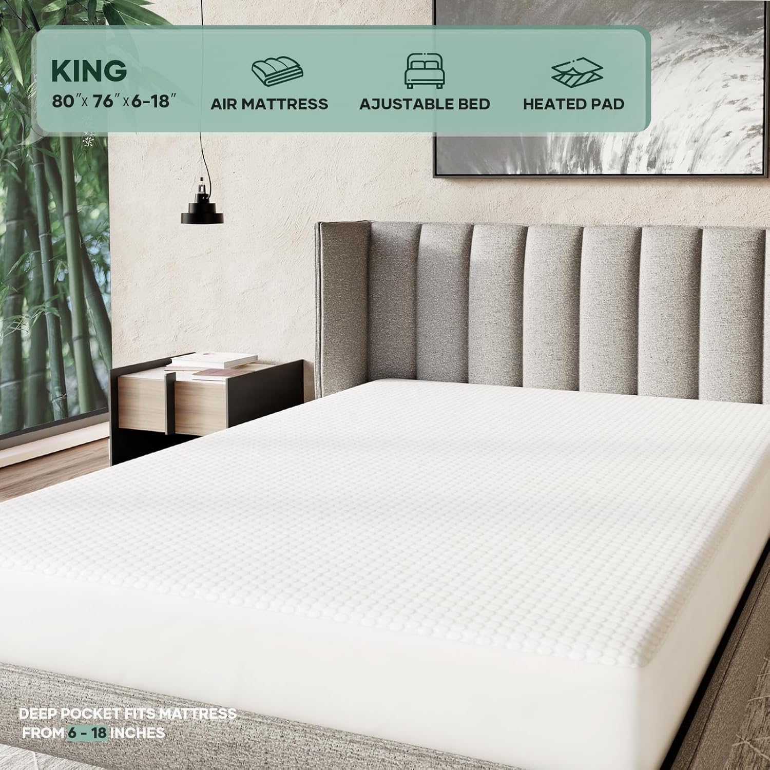 OhGeni | Waterproof Mattress Protector | King Size | White - aborderproducts