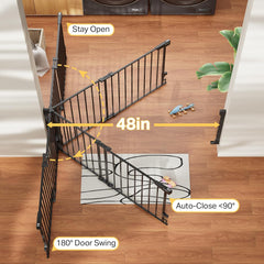 Cumbor | Safety Gate | No Bottom Bar | 34" x 31.6-48" | Black - aborderproducts